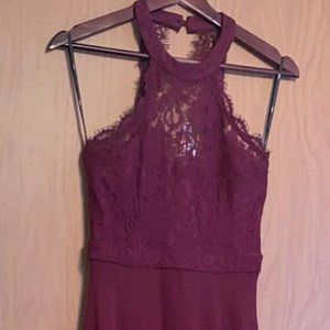 Lulus Dance All Evening Burgundy Lace Maxi Dress